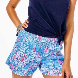 Lilly Pulitzer • Lilo Linen Shorts in the Zanzibar Blue Boatylicious NEW Sz Sm
